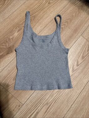 Brandy Melville Gray Ribbed Scoop Neck Tank
